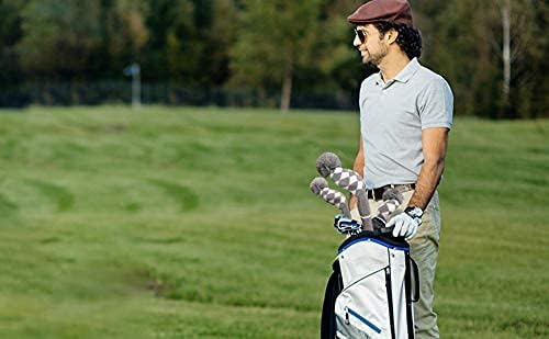 Scott Edward Knit Golf Club Cover with a Pom Set of 5 Head Covers Protect Driver Wood(460cc) 1 Fairway Wood2 and Hybrid/UT2 with Rotating Club Number Tags