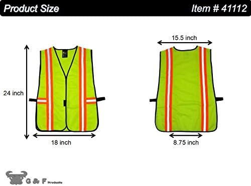 G & F Products High Visibility Reflective Safety Vest, One Size, Machine Washable Work Vest for Jobsite Safety