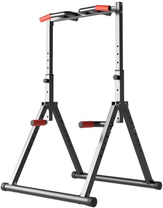 Foldable Power Tower Pull Up Bar Station, Multi-function Stable Pull Up Dip Station for Home Gym Strength Training Equipment