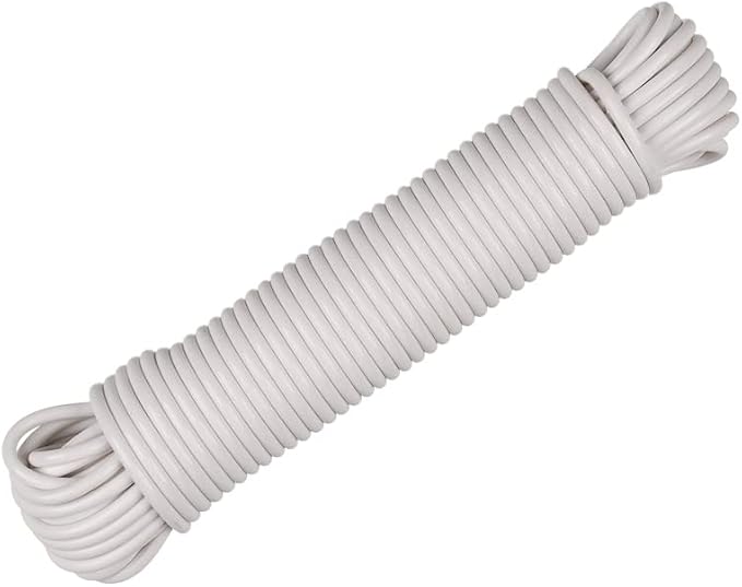 West Coast Paracord’s Plastic Coated Clothesline – Synthetic Fiber Core – All Purpose Laundry Line Dryer Rope – Strong and Durable – Crafting and DIY Projects- (5/32 Inch, 100 FT) White