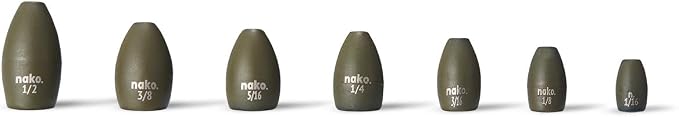 97% Pure Tungsten Flipping Weights - 10 Pack / 5 Pack - Nako Tungsten Weights - Fishing Sinkers for Bass Fishing