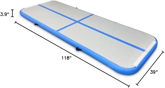 SUDOO Gymnastics Air Mat 10ft/13ft/16ft Inflatable Air Tumble Track Mat 4" Thick Tumbling Mat With Pump or No Pump for Training Tumble Yoga Cheerleading Parkour Beach Water Activities Home Use