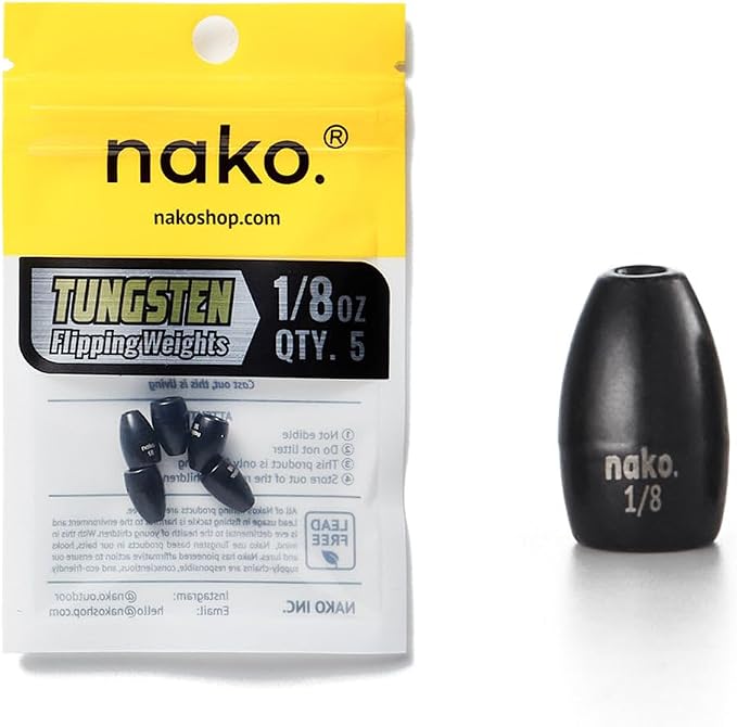 97% Pure Tungsten Flipping Weights - 10 Pack / 5 Pack - Nako Tungsten Weights - Fishing Sinkers for Bass Fishing