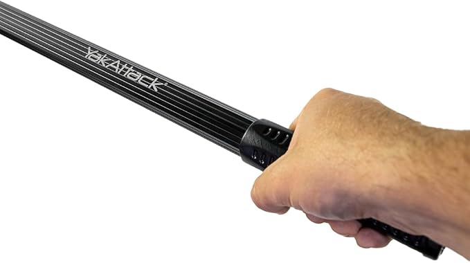 YakAttack Floating Fishing Net with Rubber Netting |16” x 19” Hoop, 11” Depth, 56” Telescoping Aluminum Handle | Snag-Free Landing Net for Kayak, Canoe, or Boat Anglers | Black
