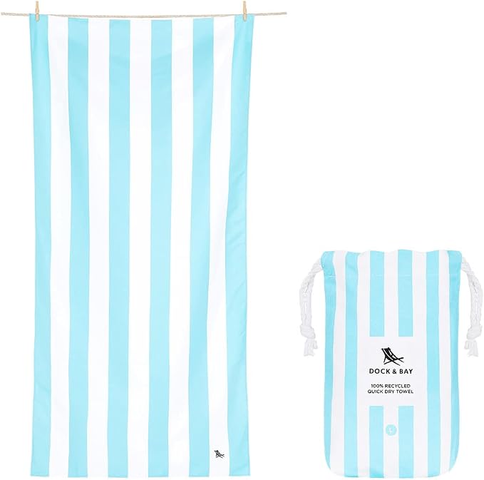 Dock & Bay Beach Towel - Quick Dry, Sand Free - Compact, Lightweight - 100% Recycled - Includes Bag - Cabana - Set of 6 - Large (160x90cm, 63x35)