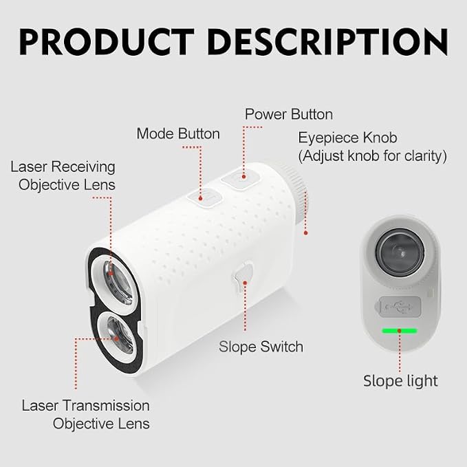 AquilaPro N1 Golf Rangefinder with Slope, 1000 Yards, Rangefinder Golf, 0.5 Yard Accuracy, 7X Magnification, Flag Lock Vibration, Rechargeable Golf Range Finder