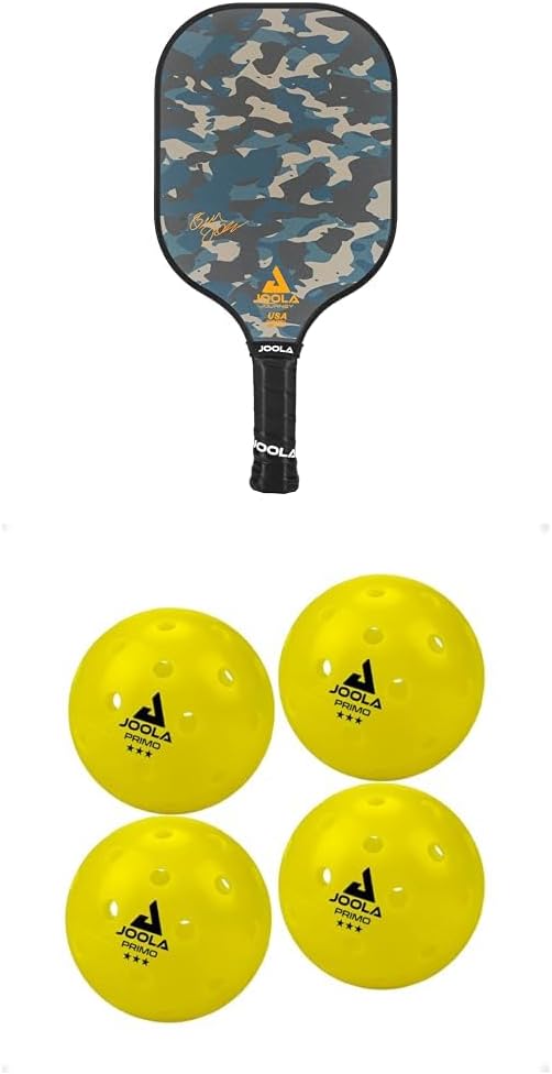 JOOLA Journey Pickleball Paddle – Fiberglass Graphite Surface for Power – Camo Journey - Lightweight w/Increased Control, USAPA Approved + JOOLA Primo Indoor/Outdoor Pickleball Balls