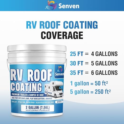RV Roof Sealant 2 Gallon RV Roof Coating RV Roof Sealant White Waterproof Solar Reflective & Leak Repair for Trailers Campers Motorhomes