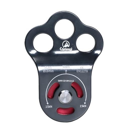 Climbing Pulley 3 Hole Climbing Pulley Stable Traction Climbing Pulley Device Zipline System Pulley, Suit for Tree Work, Rope Climbing and More, Gray