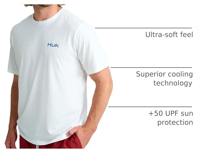 HUK Mens Performance Fishing Logo Tee, Short Sleeve T-Shirt for Men