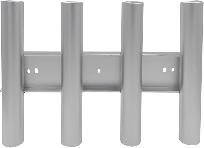 ISURE MARINE Aluminum Fishing Boat Rod Holder, 4 Link Tube Aluminum Rod Rack, Wall-Mounted Fishing Rod Holders,Tubes Linked Fishing Rod Rack for Garage Boats & Yacht