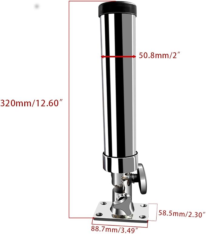 Made Set of 2 Fishing Rod Holder, 316 Stainless Steel Adjustable Fishing Pole Holder, Marine Deck Mount Trolling Rod Holder for Boat Ship Yacht