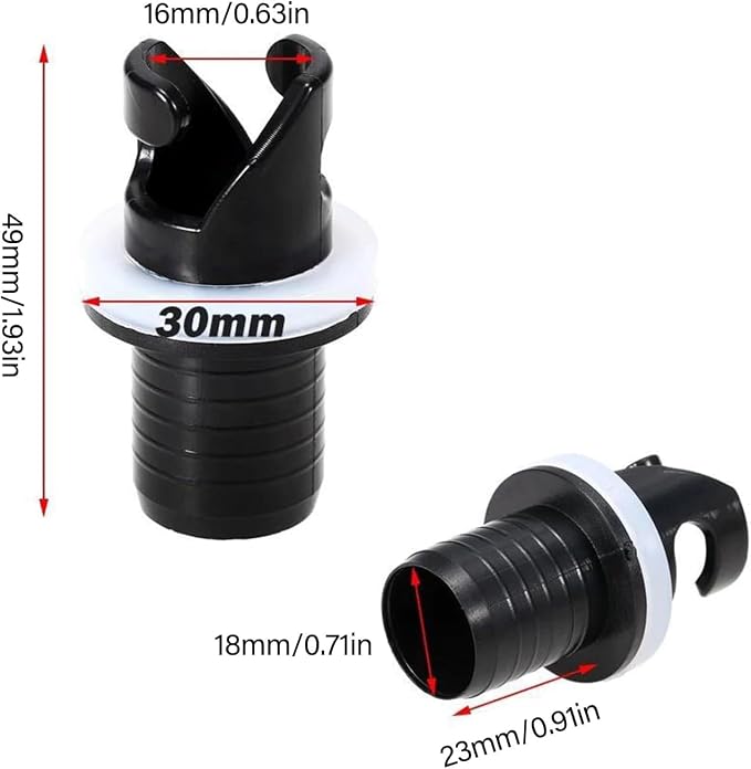 Jinshining 2 Pcs Black Boats Air Foot Pumps Hose Adapter Inflatable Kayak Air Valves Adapter Kayak Foot Pumps Valves Adapter for Inflatables Kayaking
