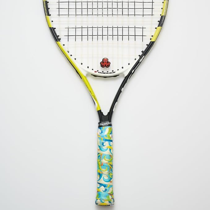 Racket Pets Kids Tennis Racket Dampener & Matching Overgrip Tape, Shark & Octopus