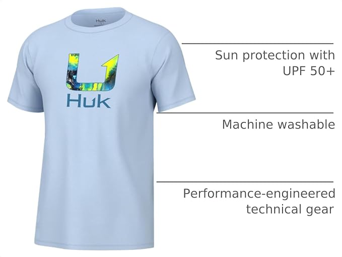 HUK Mens Fishing Graphic Tee, Performance Short Sleeve, Quick-Dry