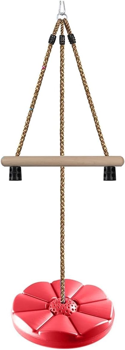 REZNOR Disc Swing for Kids Swing Set Accessories, 7FT Height Adjustable Gym Monkey Bar, Tree Swing for Backyard (Red)
