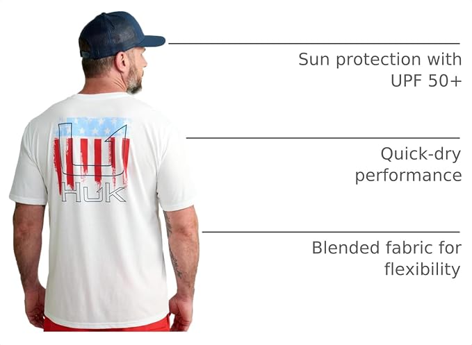 HUK Mens Fishing Graphic Tee, Performance Short Sleeve, Quick-Dry