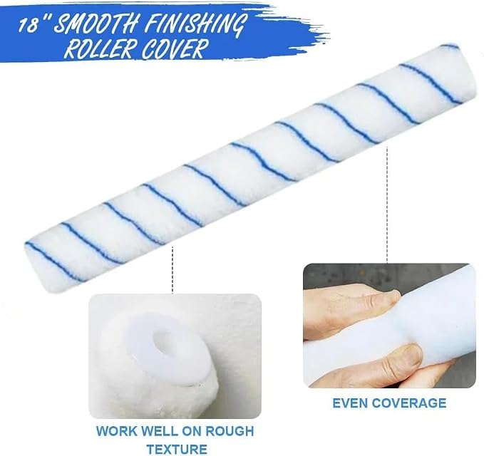 4PC 18 Inch Paint Roller Frame Set - 1PC 12''-18'' Adjustable Paint Roller Frame, 3PC Microfiber Paint Roller Sleeves,Large Paint Roller for Walls,Ceiling,Floors,Indoor,Outdoor Use