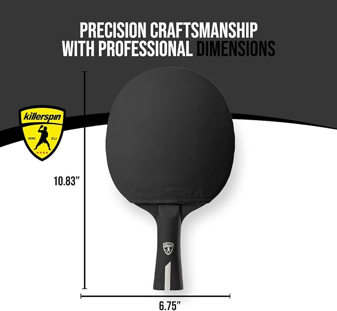 Killerspin Stilo7 SVR Ping Pong Paddle, Performance-Level Table Tennis Racket with Carbon Technology, Memory Book Case, Black