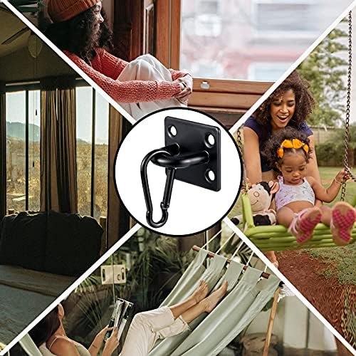 Shimeyao 12 Sets Stainless Steel Ceiling Hooks Heavy Duty Pad Eye Snap Hooks and Screw Eye Plate U Screw Hook Hardware Staple for Hammock Stand Hammocks Swing Chair Indoor Outdoor