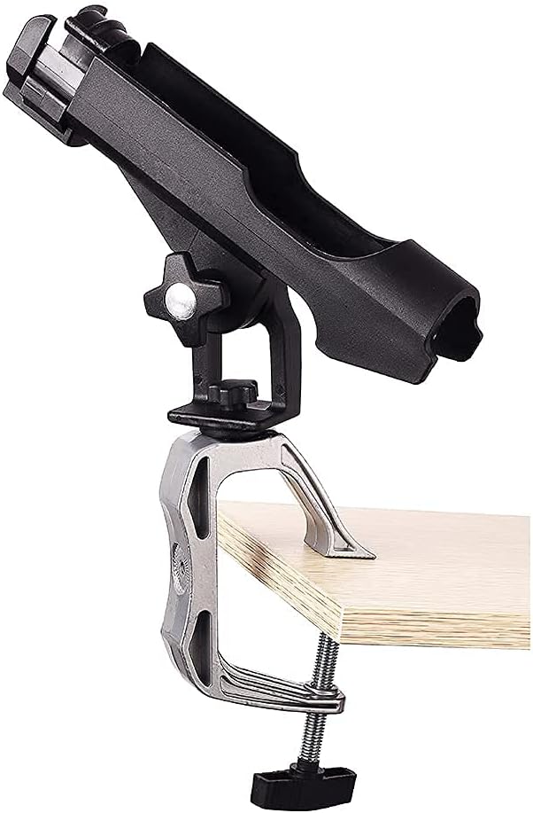 HiUmi Fishing Boat Rods Holder with Large Clamp Opening 360 Degree Adjustable Fishing Rod Racks Folding Holder