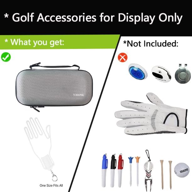 YOREPEK Golf Glove Holder with Removable Glove Shaper, Golf Valentines Gift, Protective Hard Shell Golf Accessories Case Bag with 2 Dividers Fits Balls, Tees, Markers, Cool Gifts for Golfers