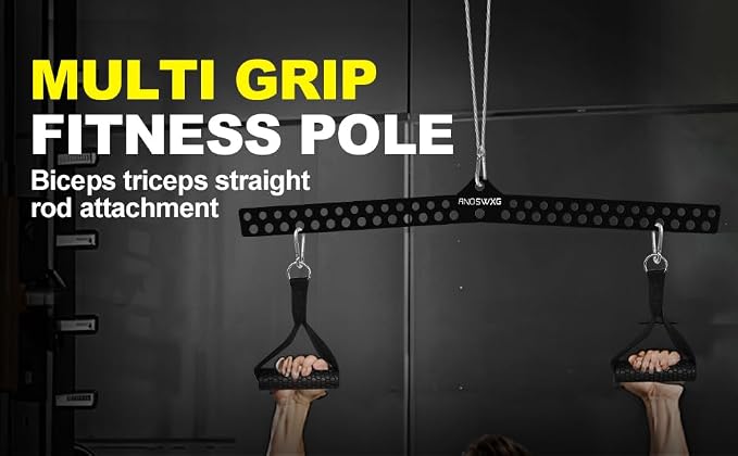 Multi-Grip LAT Pull Down Bar for Home Gym Fitness, Spreader Plate LAT Pulldown Attachments for Pulley System Cable Machine, Double to Single Cable Attachment Exercise Handle