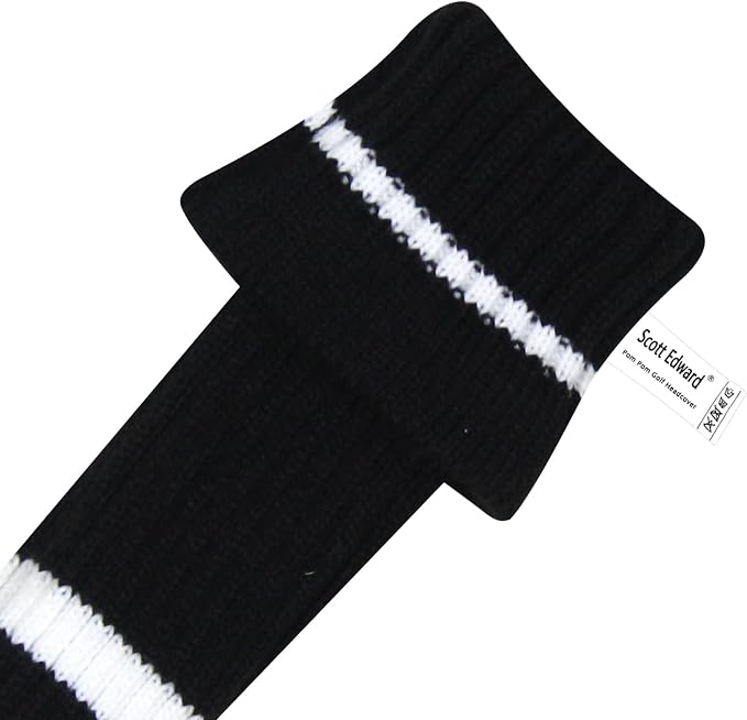 Scott Edward Knit Golf Club Cover with a Pom Set of 5 Head Covers Protect Driver Wood(460cc) 1 Fairway Wood2 and Hybrid/UT2 with Rotating Club Number Tags