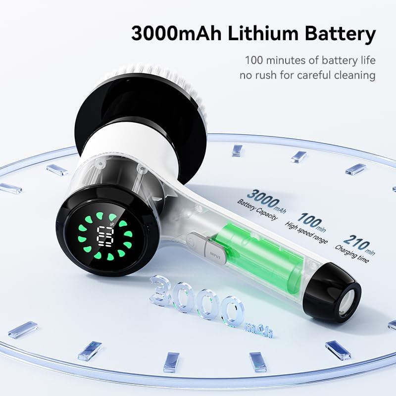 Electric Spin Scrubber for Cleaning-2 Adjustable Speeds,8 Cleaning Brushes,Cordless Cleaning Tools, Shower Scrubber with Long Handle,Power Scrubbers for Cleaning Bathroom, Tile Tub