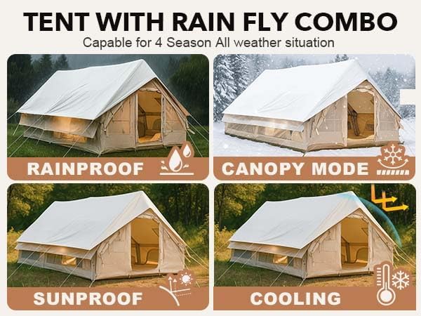10‘ x 13’ Rain Fly Fits for 6-8 People, 4 Season Waterproof and Ultralight Survival Tent Shelter Awning Sunshade Cloth, Easy Set-Up Camping Tarp Portable for Outdoors, Camping, Hiking, Picnic