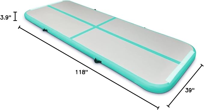 SUDOO Gymnastics Air Mat 10ft/13ft/16ft Inflatable Air Tumble Track Mat 4" Thick Tumbling Mat With Pump or No Pump for Training Tumble Yoga Cheerleading Parkour Beach Water Activities Home Use