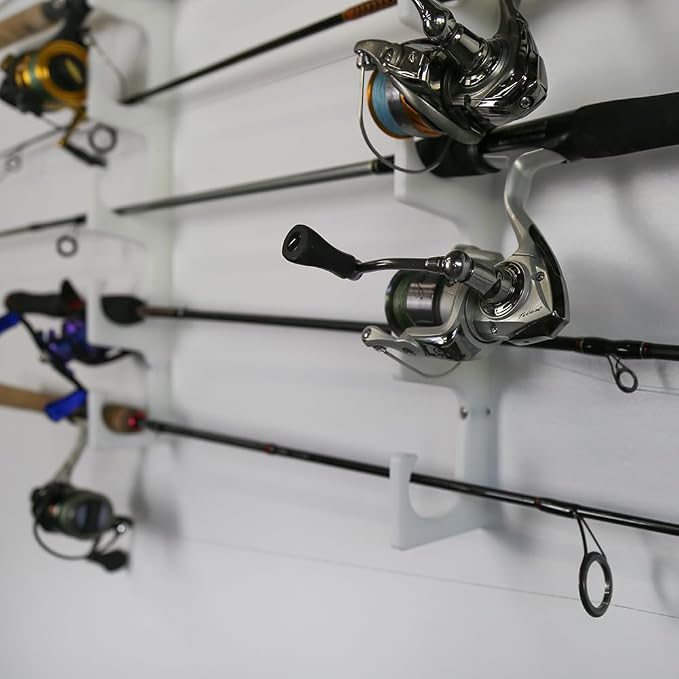 TRAPSKI Made in The USA Fishing Rod/Pole Holder Rack Organizers | Wall or Boat Mounting Fishing Rod Rack | Marine Grade HDPE Plastic | Pole Holder for up to 3 Rods | Stackable