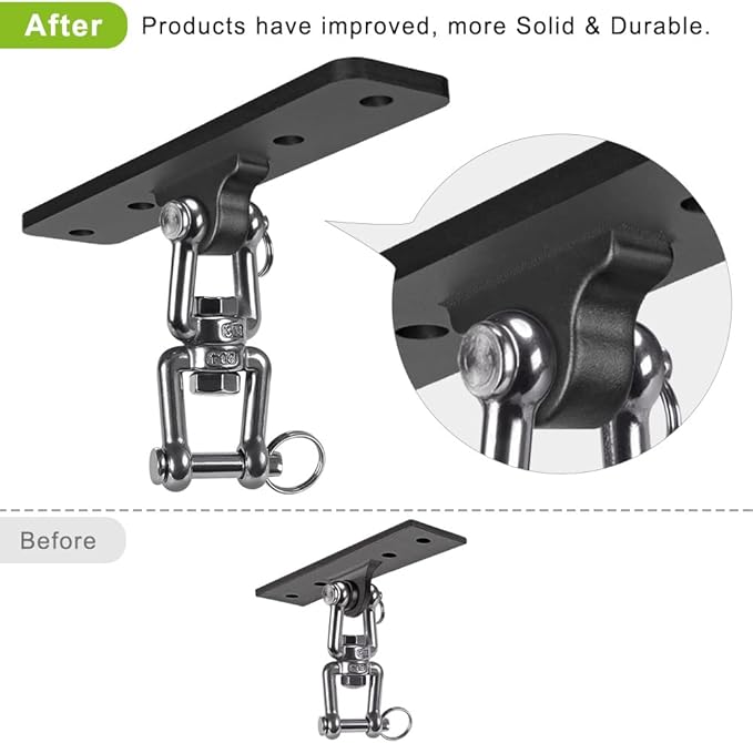Dolibest Hammock Chair Hanging Kit, Heavy Duty Swing Hanger (180°+360° Rotation) with Spring for Indoor Outdoor Playground Hanging Swing, Hammock Chair, Punching Bags, Easy to Install