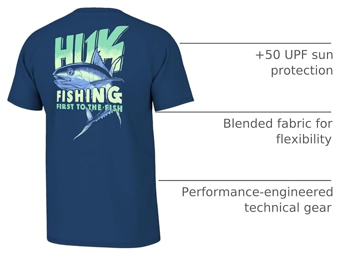 HUK Mens Fishing Graphic Tee, Performance Short Sleeve, Quick-Dry