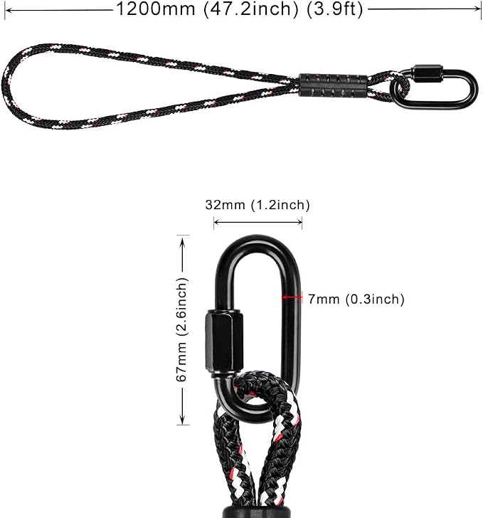 SELEWARE Hammock Straps, 4ft Tree Swing Rope for Hammock Chair Hanging Kit, Extension Rope with Carabiner for Indoor Outdoor Playground Tree Swings Camping Hammock Accessories (Black, 2 Pack)