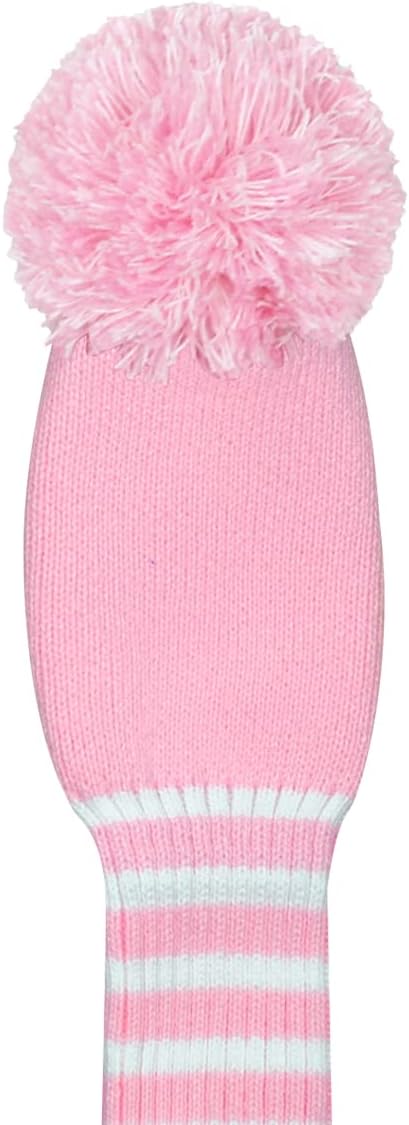 Scott Edward Knit Golf Club Cover with a Pom Set of 5 Head Covers Protect Driver Wood(460cc) 1 Fairway Wood2 and Hybrid/UT2 with Rotating Club Number Tags