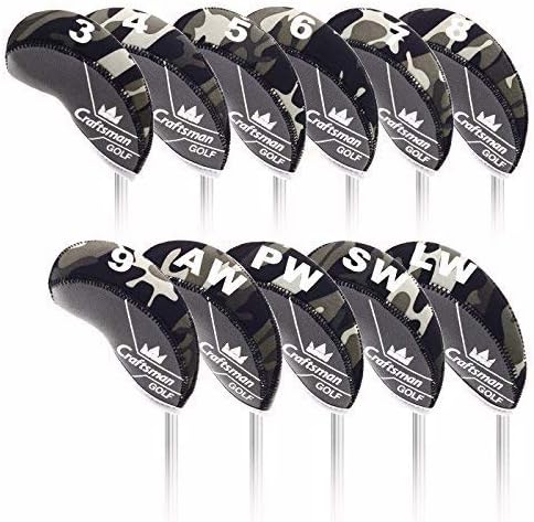 Craftsman Golf 11pcs/Set Camouflage Black & Gray Iron Head Cover+1PC USA Design Mallet Putter Cover