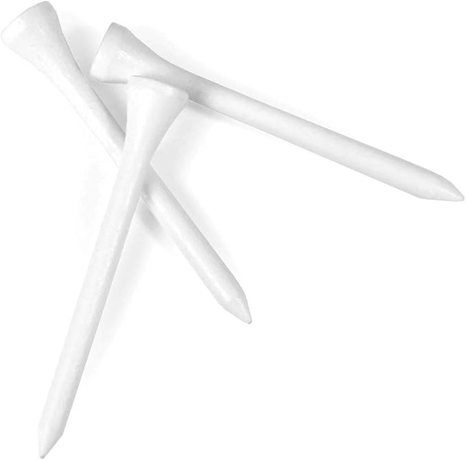 Hireko Tour Gear Wood Golf Tees White, Assorted Sizes 2-3/4 inch or 3-1/4 inch Tall Golf Tees, 100, 500 Bulk Packs