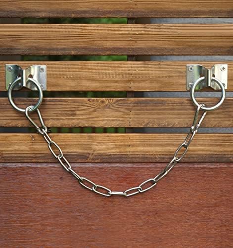Gate Chain for Outdoor Fence - Rustproof Metal Gate Latch Chain with Hooks, Secure and Durable for Garden, Yard, and Farm Use - Easy Installation, Weather Resistant (2 Pack)
