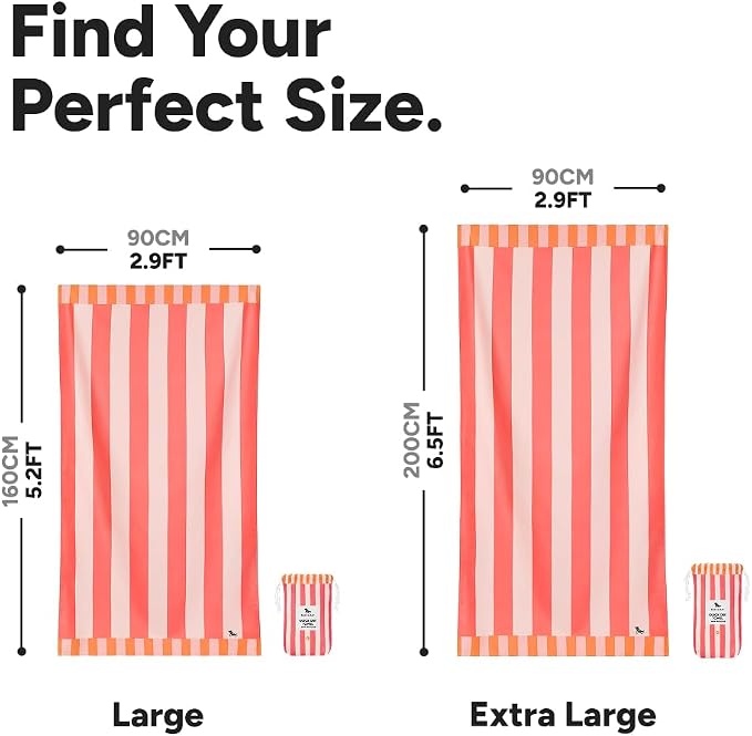 Dock & Bay Beach Towel - Quick Dry, Sand Free - Compact, Lightweight - 100% Recycled - Includes Bag - Raspberry Road - Large (160x90cm, 63x35)