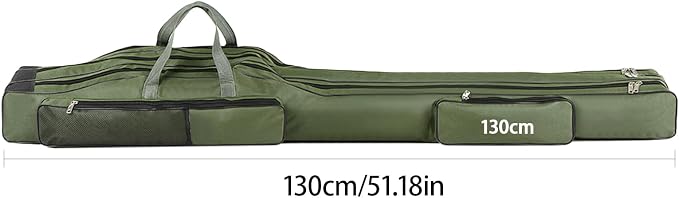 Fishing Rod Case with Fishing Tackle Box Portable Folding Rod Case Pole Reel Storage Bag Gears Organizer (130CM)