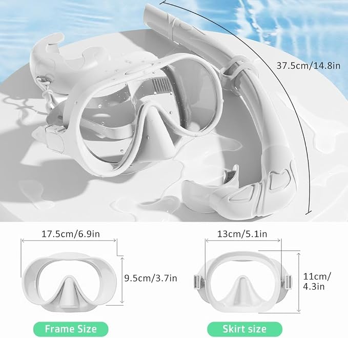 2 Sets Snorkeling Gear for Adults, Snorkel Set Adult Panoramic View, Anti-Leak Anti-Fog Scuba Diving Mask with Mesh Bag, for Portable Professional Diving Snorkeling Set
