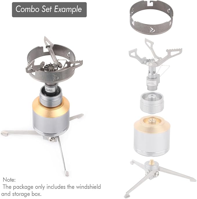 BRS 3000T Stove Windscreen Titanium Camp Stove Windshield with Storage Box for Outdoor Camping Ultralight (Grey-without stand)