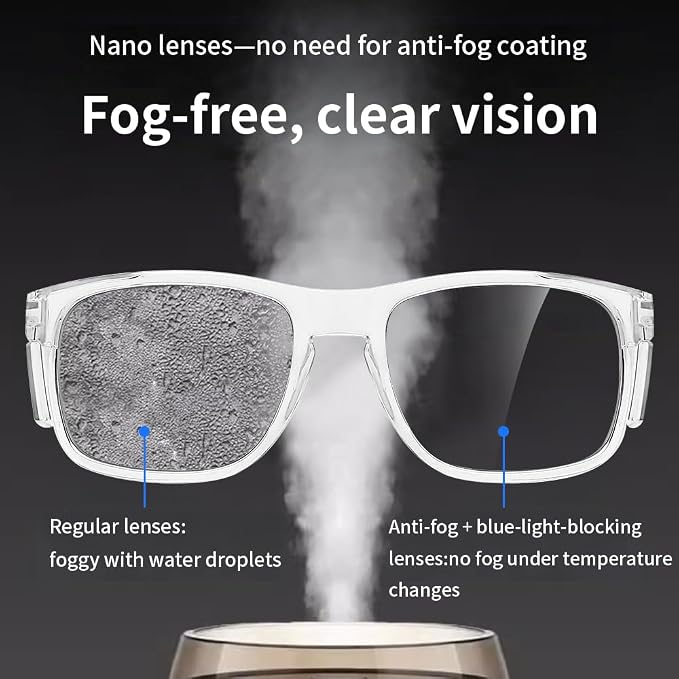 Z87Anti-Fog Photochromic Blue Light Blocking Safety GlassesUV400 Impact Resistant Protective Eyewear, for Men Women