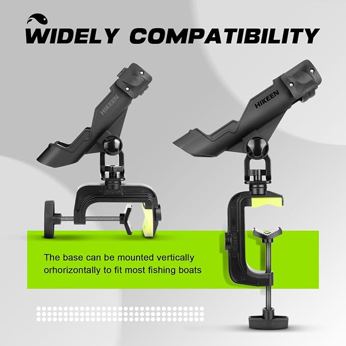 Fishing Rod Holders for Boat, Upgraded Fishing Pole Holders with Enlarge Clamp for Most Rod, Adjustable Fishing Rod Rack Fit Round/Square Tubes