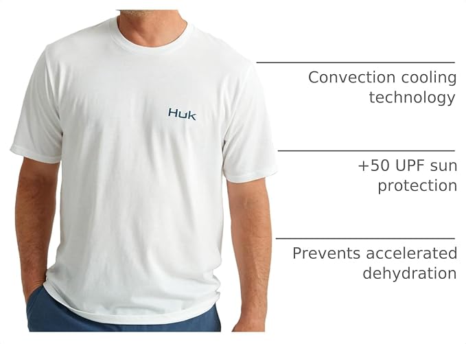 HUK Mens Performance Fishing Logo Tee, Short Sleeve T-Shirt for Men