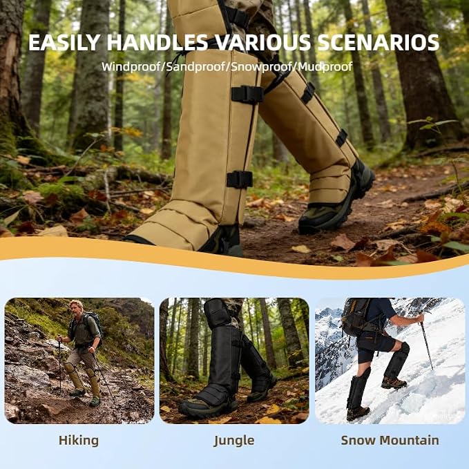 Snake Gaiters for Hunting, Snake Guards for Legs, Waterproof Snake Chaps Gaiter Leggings for Men & Women, Extended Knee Pads Snake Bite Protection, Snake Proof Gaiters with Adjustable Size