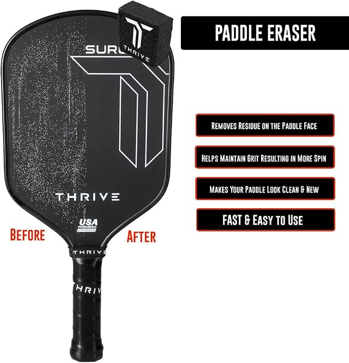 Thrive Pickleball Paddle Maintenance Kit - Includes Paddle Eraser - (10) 3g Lead Weight Bars - (1) Super Tacky Overgrip - (1) Edge Guard Tape (fits up to 16mm, No Logo)