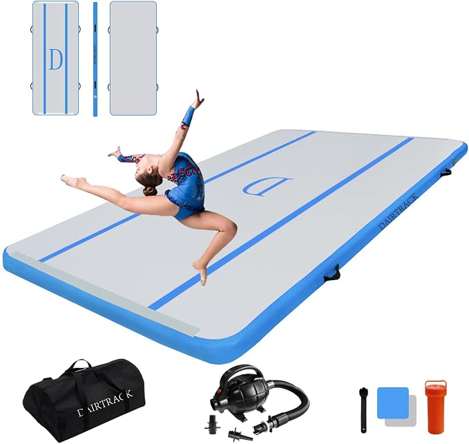 DAIRTRACK Inflatable Gymnastics Air Mat 10ft/13ft/16ft/20ft Tumble Track Tumbling Mats for Home Use/Gym/Training/Cheerleading/Yoga/Water
