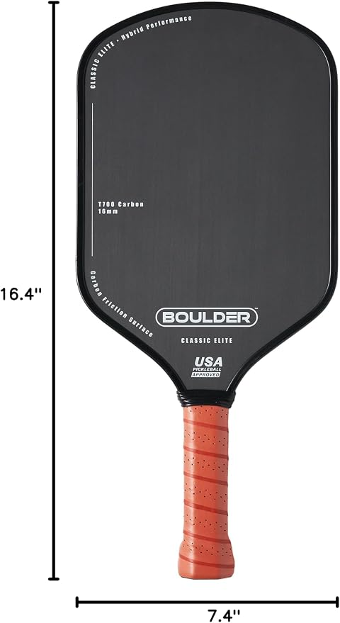 Boulder Carbon Fiber Pickleball Paddle | T700 Carbon Fiber | USAPA Approved, with Honeycomb Polymer Core | Pickleball Racket for Beginner & Experienced Players